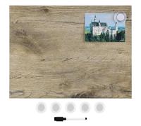 Navaris Magnetic Dry Erase Board - 33 cm x 43 cm (13 x 17) - Decorative White Board for Wall with Design - Includes 5 Magnets and Marker - Memo Board - Rustic Dark Wood Design