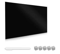 Navaris Magnetic Glass Board Black - 60 x 40 cm Dry Wipe Writing Memo Notice Whiteboard for Wall, Kitchen, Office - Includes Marker and Magnets