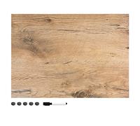 Navaris Magnetic Memo Board Whiteboard - 70 x 50 cm Dry Erase White Board with Design for Wall - Includes Marker and Magnets - Dark Wood