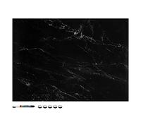 Navaris Magnetic Memo Board Whiteboard - 70 x 50 cm Dry Erase White Board with Design for Wall - Includes Marker and Magnets - Black Marble