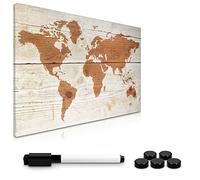 Navaris Magnetic Whiteboard Memo Board - 40 x 60 cm Writable Dry Erase Notice Message Board for Wall with Magnets and Marker - World Map
