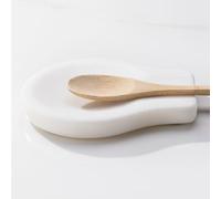 Navaris Marble Spoon Rest 2pcs Set - Spoon Holder for your Kitchen Tools - Rest Your Tea Spoon, Metal Spatula, or Utensil - Snow White Marble with Non-Slip Feet