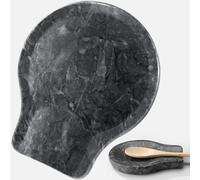 Navaris Marble Spoon Rest 2pcs Set - Spoon Holder for Your Kitchen Tools - Rest Your Tea Spoon, Metal Spatula, or Utensil - Charcoal Black with Non-Slip Feet