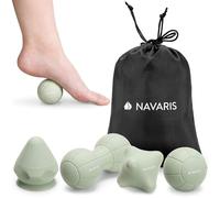 Navaris Massage Balls Set - 4-in-1 Set with Lacrosse Ball, Peanut Ball, Spiky Ball and Suction Trigger Point Ball - Portable Massage Ball Set with Carry Bag
