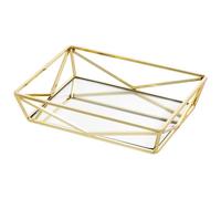 Navaris Mirror Vanity Tray - Dressing Table Organiser Trays - Decorative Mirrored Tray for Vanity Bathroom - Jewellery Perfume Organiser - 30x30cm (11.8x11.8") - Rectangle Gold