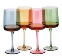 Navaris Multi-Colour Tinted Wine Glasses - Set of 4 - Coloured Wine Glasses with Stems - Stylish Design Glassware for Serving Wine, Cocktails, Dessert