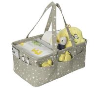 Navaris Nappy Caddy Organiser in Grey with Star Pattern - Baby Changing Basket with 10 Side Pockets & Removable Divider - Diaper Storage Bag - Newborn Essentials