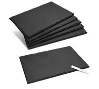 Navaris Natural Slate Serving Plates - Set of 6 Slate Place Mat Serving Trays - Medium Rectangular Stone Table Mat Serving Platter Tiles - 30 x 20 cm