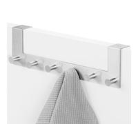 Navaris Over The Door Hanger Hooks - Over-Door Coat Rack with 6 Knobs for Doors with Flat Top up to 4cm Thick - Stainless Steel - Silver
