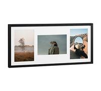 Navaris Picture Frame for 3 Photos - Multi Aperture Wall Hanging 3-Photo or Postcard Frame for 6x4 (10x15cm) Pictures - Collage Photo Frame for Wall