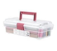 Navaris Plastic Pink Tool Box - 30.5cm (12") - Medicine Storage Box with Locking Latch - Organiser Tackle Box with Compartments - Art, Craft, Sewing, & more - Empty Ladies Toolbox