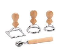 Navaris Ravioli Stamp Set - Set of 3 Shape Cutters with Roller for Cutting Home-Made Ravioli Pasta Parcels - Pastry and Dough Cutter Tools