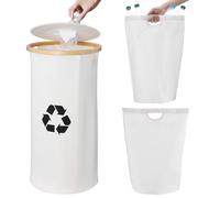 Navaris Recycling Bottle Storage Bin, Cream - Removable and Machine Washable Carry Bag - Indoor Recycle and Waste Bins with Bags for Kitchen & Office - Stylish Design with Cover