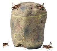 Navaris Reptile Cricket Feeding Rock - Realistic Polyresin Terrarium Stone Feeder for Reptiles with Hole for Crickets to Come Out - With Magnetic Lid and Window