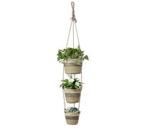 Navaris Seagrass Hanging Plant Pot Set - Decorative Indoor House Plant & Flower Pots with Jute Rope - Woven Basket Pattern for Home Storage - Small, Medium and Large Planters