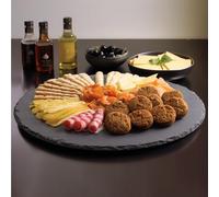 Navaris Slate Lazy Susan Serving Platter - 33cm Rotating Turntable Tray Board for Cheese Dessert Dishes Cake Snack Platters Tapas - Rotating Server
