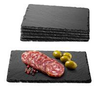 Navaris Slate Plates - Food Contact Safe Workmanship - Cheese Platter Grazing Board Rectangle Serving Plates - Slate Platters - Set of 6-23 x 15cm (9.1 x 5.9)