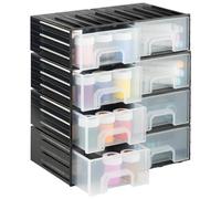 Navaris Small Parts Organiser with 8 Large Drawers - Plastic Sorting System - Screw Organiser for Workshop Accessories - Black Assortment Box