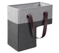 Navaris Stair Basket, Grey - Organiser Storage Baskets for Stairs - Lightweight & Collapsible with Practical Leather Handle - Innovative Staircase Decor Ideal for Shoe Storage