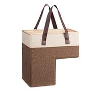 Navaris Stair Basket - L-Shaped Staircase Organiser with Handles - Foldable Collapsible Step Storage for Carpeted and Wooden Stairs