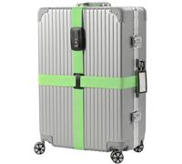 Navaris Suitcase Strap with Lock - Cross Case Baggage Belt with Combination Lock and Luggage Tag for Suitcases, Cabin Cases, Travel Bags - Bright Green