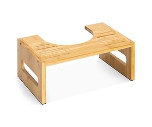 Navaris Toilet Stool for Adults - Squatting Step Footstool for Bathroom Use - Bamboo Step for Squat Position