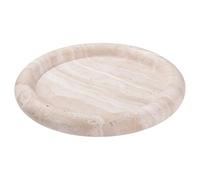 Navaris Travertine Decorative Tray - Durable Bathroom Organiser Dish - Circular Trays for Perfume, Jewellery, Vanity & Coffee Table Decor - dia. 20 x 2.5 cm Round Tray, Beige