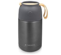 Navaris Vacuum Insulated Food Jar - Stainless Steel Food Flask Container with Wide Mouth for Hot or Cold Lunch - Size M (22 oz / 650 ml), Dark Gray