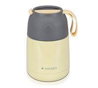 Navaris Vacuum Insulated Food Jar - Stainless Steel Food Flask Container with Wide Mouth for Hot or Cold Lunch - Size S (15.2 oz / 450 ml), Yellow