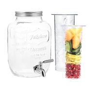 Navaris Water Dispenser - 4L Drinks Dispenser - Drink Dispenser Tap and Lid - Water Dispenser Drink Dispenser - Juice Dispenser - Glass Drinks Dispenser with Tap