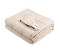 Navaris Weighted Blanket - Sensory Calming Heavy Blanket for Adults - 100% Cotton Outer Cover - Size Single 135 x 200 cm, 8.8 kg (19.4 lbs) - Beige