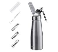 Navaris Whipped Cream Dispenser - 1 Pint (500ml) Aluminium Handheld Whipping Cream Maker Set with 3 Stainless Steel Tips - For Use with N20 Chargers