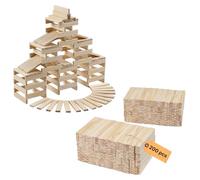 Navaris Wooden Blocks - 200 Piece Set - Building Blocks Construction Toys - Enhances Motor Skills and Hand-Eye Coordination - Ideal Garden Games and Outdoor Toys - Boost Creativity