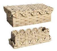 Navaris Woven Storage Baskets with Scalloped Edges - Convertible & Durable Wicker Basket Set - For Bathroom Bedroom & Living Room Organisation - Imitation Rattan - Small & Large