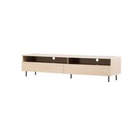 Navarra Tv Bench - Matte Whitewash Tv Unit With Black Legs - 40 X 40 X 180Cm