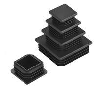 Navasen 10 Pcs Tube End Caps 25 x 25 mm Plastic End Caps Black Square Tube Insert Plugs Ribbed Inserts Tubing Furniture Chair Leg Caps for Metal Tube, Chairs, Sofas, Tables, Shelves