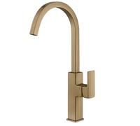 Nave Square Spout Kitchen Mixer Tap Antique Brass Finish - Single Lever Handle Modern Design with Swivel Function