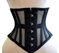 Naveed Women's Underbust Corset Waist Trainer Mesh Corset Mesh Corset with Strong Lacing, black, 8