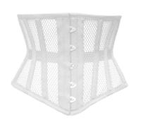 Naveed Women's Underbust Corset Waist Trainer Mesh Corset Mesh Corset with Strong Lacing for Waist Training and Waist Reduction, White, 18