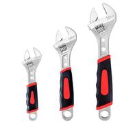 Navegando Adjustable Spanner Set with Soft Grip, 6/8/10-Inch Heavy Duty Adjustable Wrench Tools for Mechanics, 3-Piece
