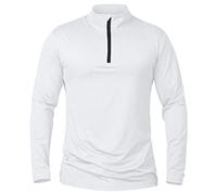 NAVEKULL Men's Long Sleeve Sports Tops 1/4 Quarter Zip Shirts Lightweight Running Shirt Quick Dry Workout Gym Sweatshirts Tops Outdoor Shirts White