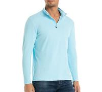 NAVEKULL Men's Long Sleeve T-Shirts Sports Running Tops Cotton Casual Shirt Lightweight 1/4 Quarter Zip Shirt Gym Workout Sweatshirt Stretch Golf T-Shirt Sky Blue