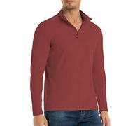 NAVEKULL Men's Long Sleeve T-Shirts Sports Running Tops Cotton Casual Shirt Lightweight 1/4 Quarter Zip Shirt Gym Workout Sweatshirt Stretch Golf T-Shirt Wine Red