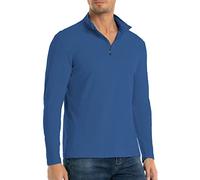 NAVEKULL Men's Long Sleeve T-Shirts Sports Running Tops Cotton Casual Shirt Lightweight 1/4 Quarter Zip Shirt Gym Workout Sweatshirt Stretch Golf T-Shirt Navy Blue