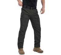 NAVEKULL Men's Outdoor Tactical Pants Rip Stop Lightweight Waterproof Military Combat Cargo Work Hiking Pants - Black - 36W x 32L