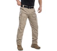 NAVEKULL Men's Outdoor Tactical Pants Rip Stop Lightweight Waterproof Military Combat Cargo Work Hiking Pants, Khaki, 34W x 32L