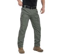NAVEKULL Men's Outdoor Tactical Pants Rip Stop Lightweight Waterproof Military Combat Cargo Work Hiking Pants - Green - 32W x 30L