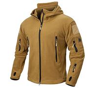 NAVEKULL Men's Tactical Hoodie Fleece Jacket Winter Warm Full-Zip Military Army Outdoor Hiking Coat with 7 Zip-pockets, Kahaki, Large