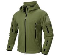 NAVEKULL Men's Tactical Hoodie Fleece Jacket Winter Warm Full-Zip Military Army Outdoor Hiking Coat with 7 Zip-pockets, Army Green, Large