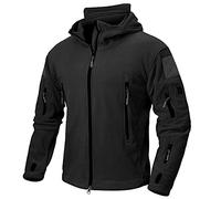 NAVEKULL Men's Tactical Hoodie Fleece Jacket Winter Warm Full-Zip Military Army Outdoor Hiking Coat with 7 Zip-pockets, Black, L